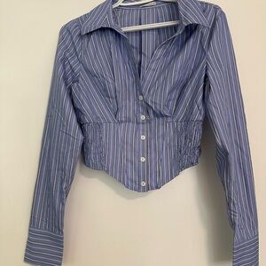 Blue Striped Women's corset shirt